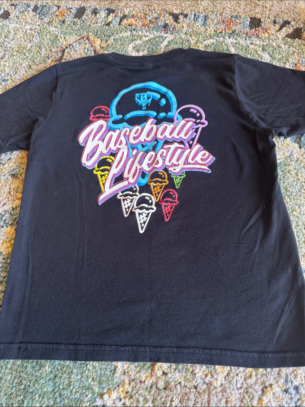 BASEBALL LIFESTYLE 101 ICE CREAM TEE-SCOOPS YOUTH T-SHIRT IN SZ SMALL..GENTLY